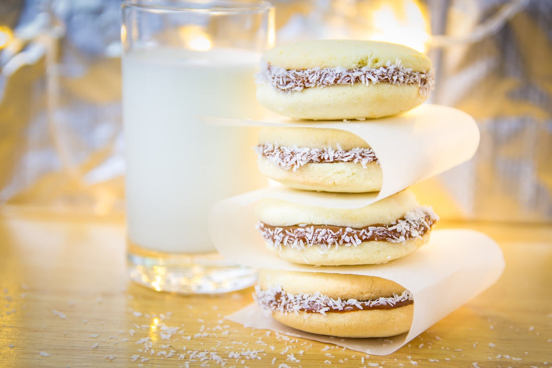 Argentinske alfajores fylt med dulce de leche